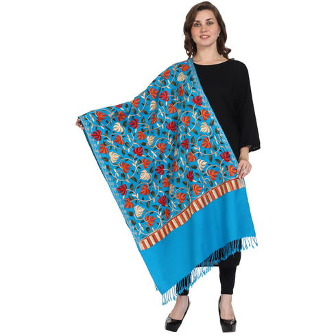 Women's Aari Embroidered Wool Stole
